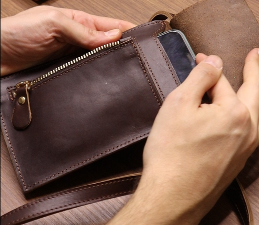 NACAVERE - SOLE - Hakiki Deri Kartlık ve Telefon Bölmeli Mini Çanta